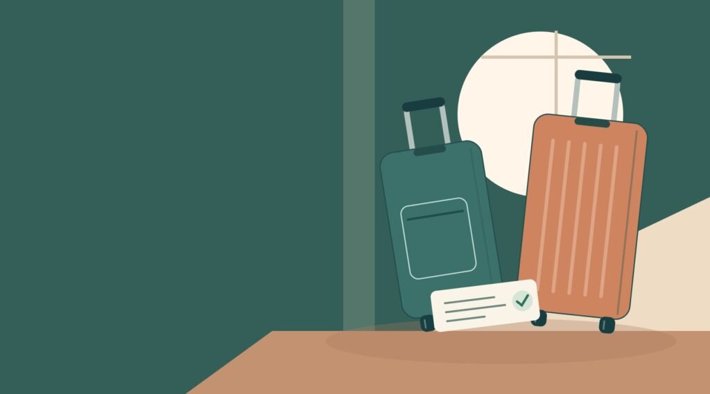 Original editorial illustration of two unbranded cabin cases beside a purchasing checklist.