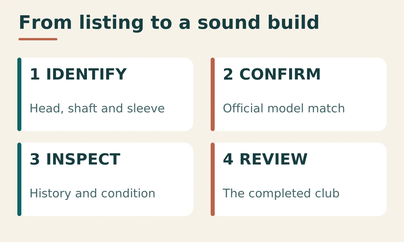 Four-stage evidence path from identification to a professional build check