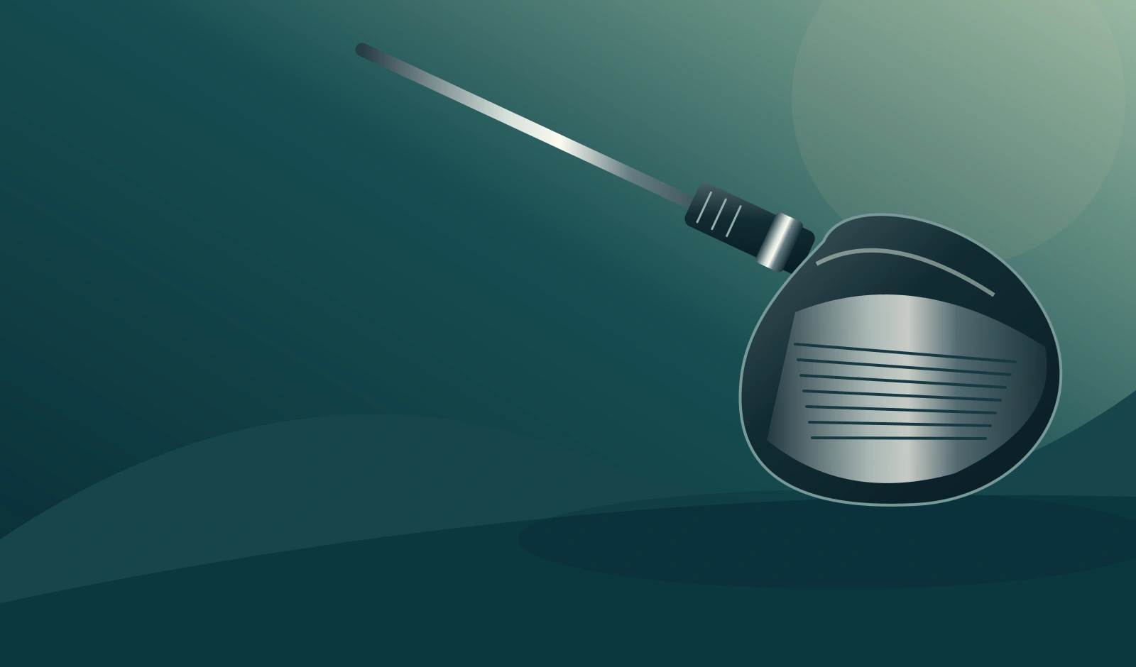 Unbranded driver head, adapter and shaft in an original conceptual illustration