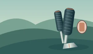 Original illustration of oversized putter-grip profiles with an unbranded putter