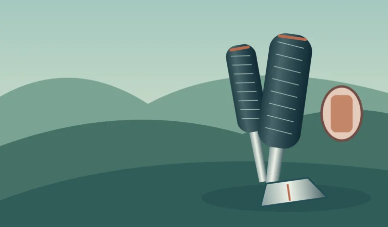 Original illustration of oversized putter-grip profiles with an unbranded putter
