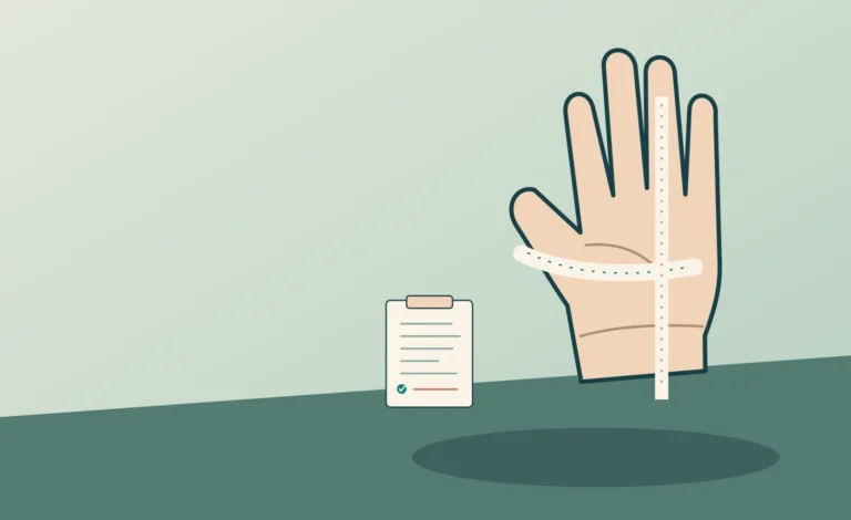 Original illustration of a hand with two distinct measurement directions