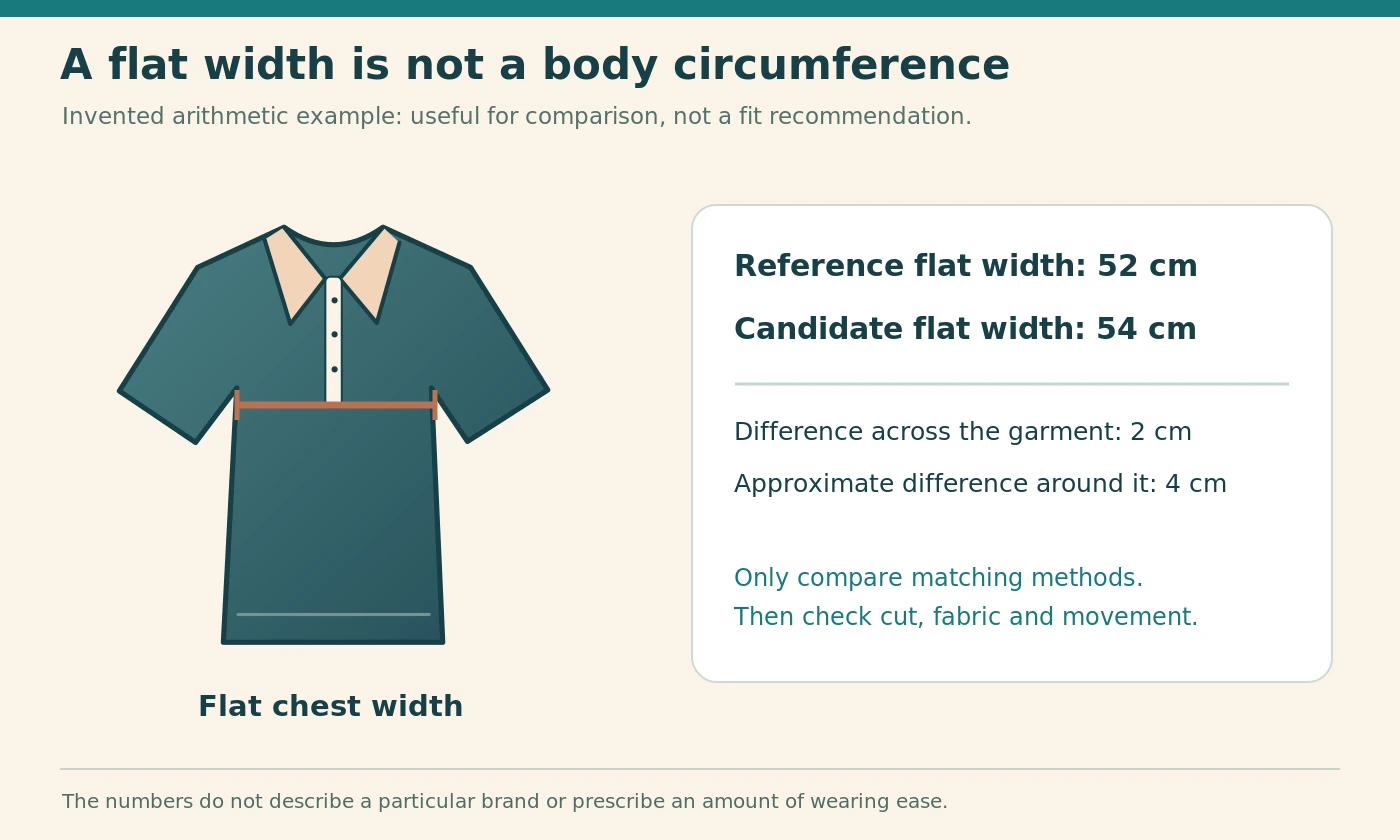 Illustration of a 52 cm and 54 cm flat-width comparison